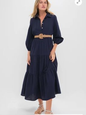 Navy Tuckernuck Mabel Button-Front Maxi Dress